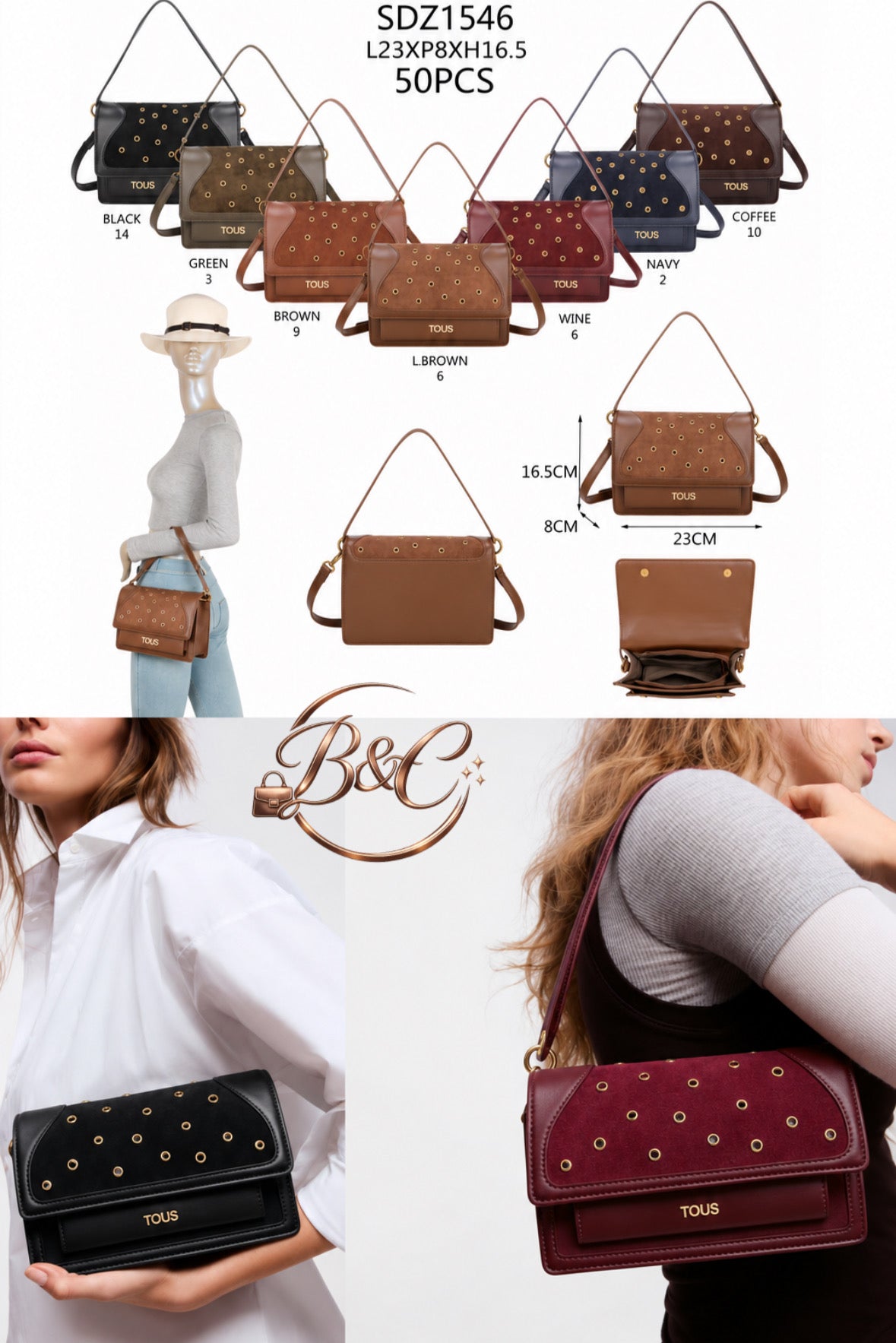 Bolso oso ante y polipiel