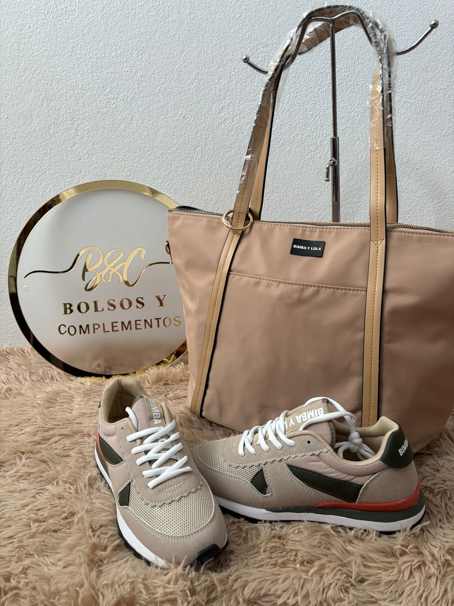 Conjunto Lola beige y verde