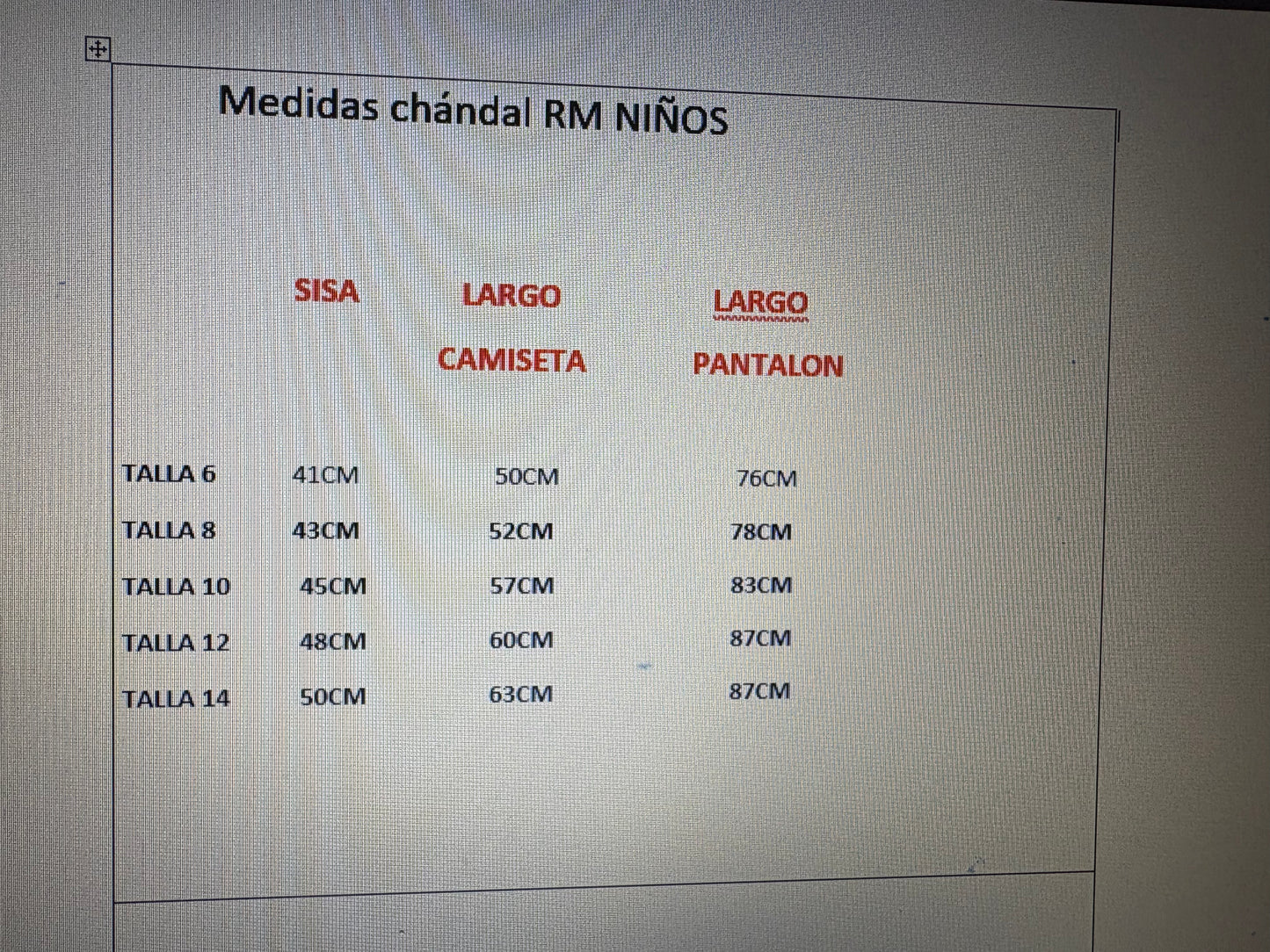 Chandals de niño RM