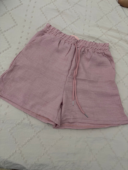 Pantalón corto efecto lino