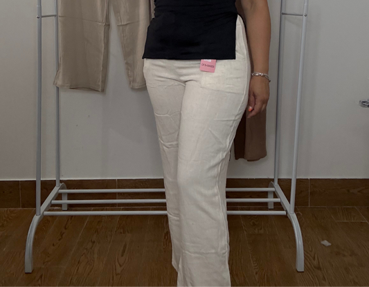 Pantalón efecto lino bolsillos