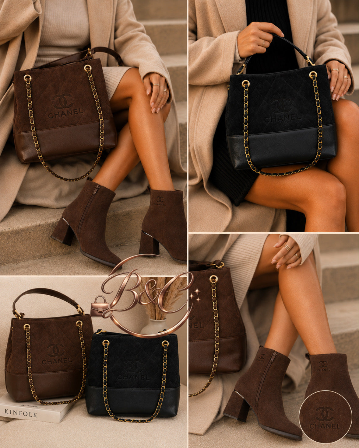 Conjunto botín + bolso
