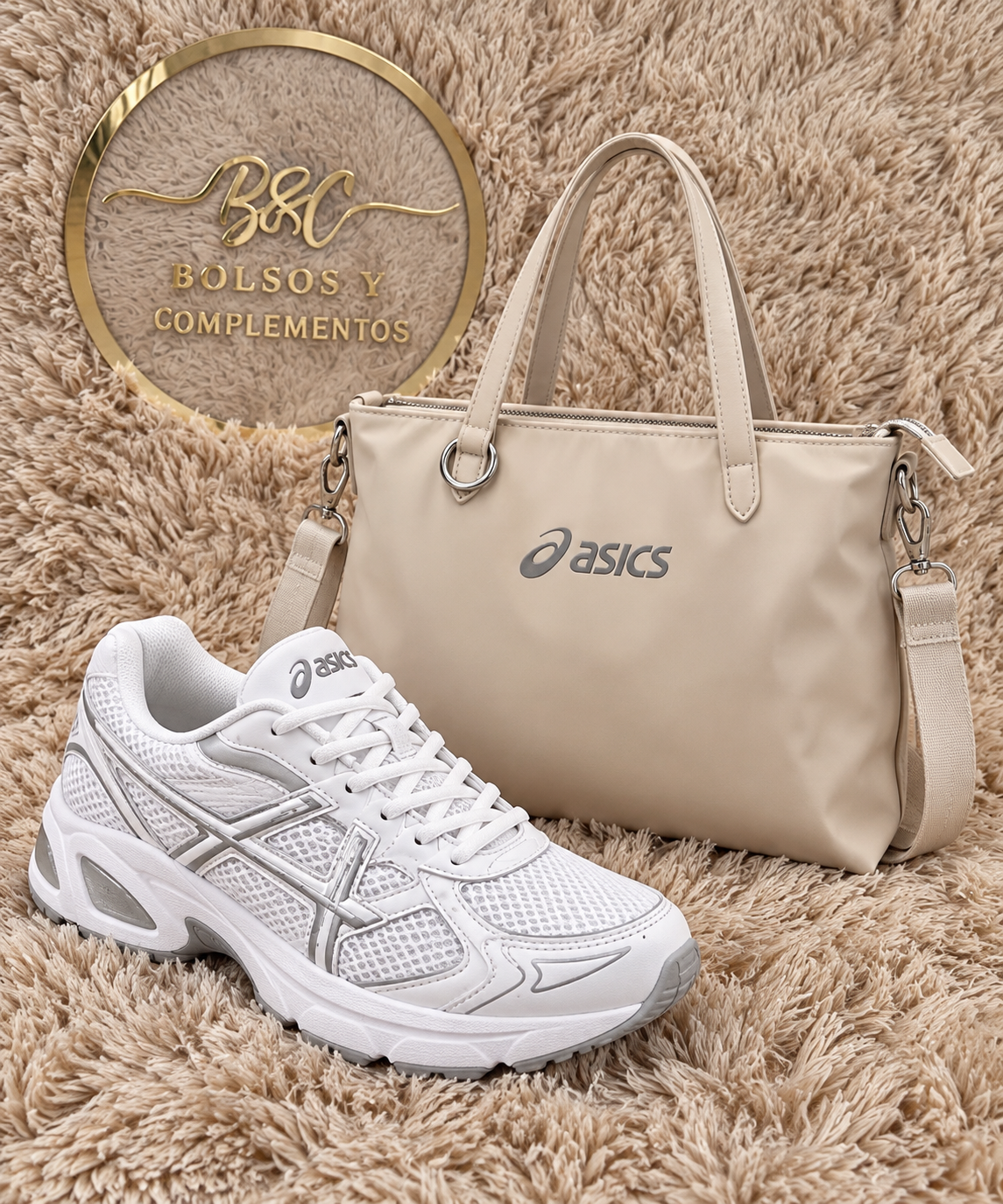 Conjunto asic beige /blanco
