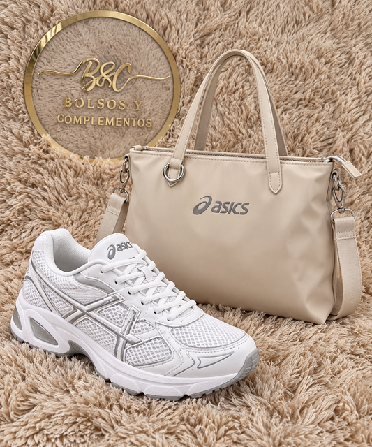 Conjunto asic beige /blanco