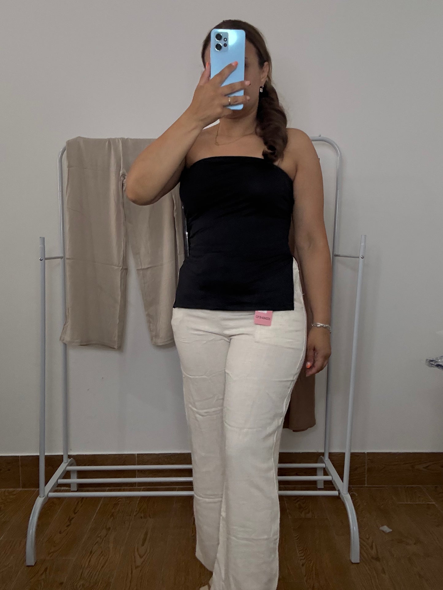 Pantalón efecto lino bolsillos