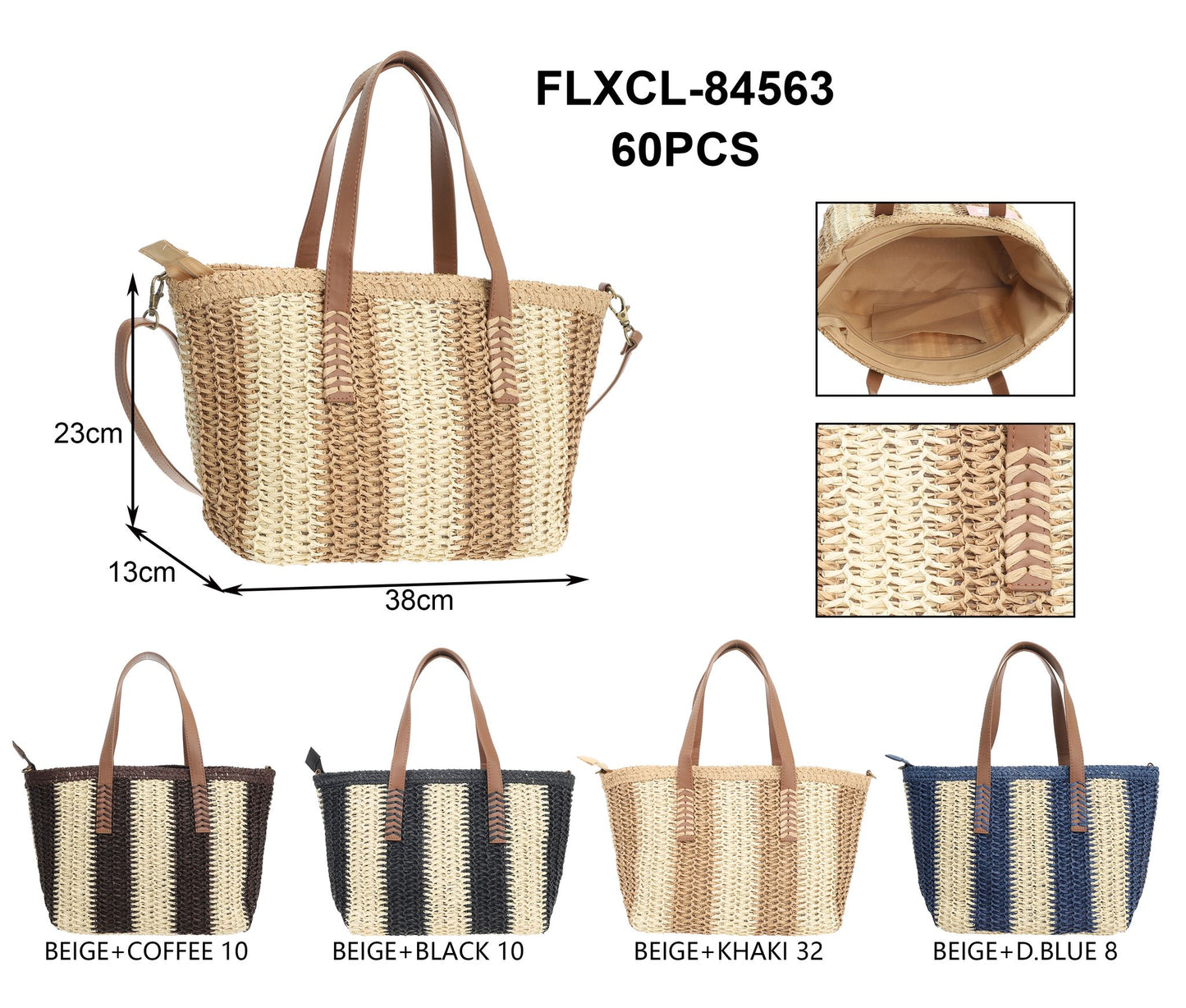 Bolso rafia bicolor