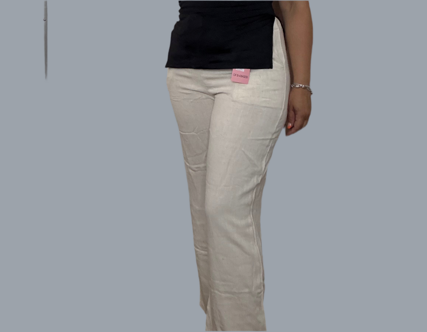 Pantalón efecto lino bolsillos