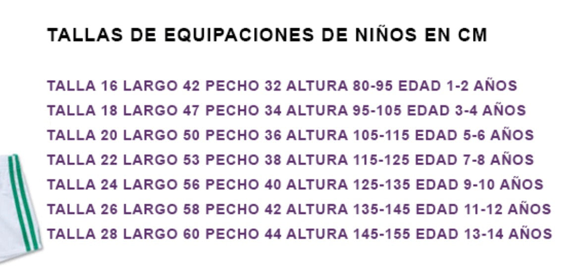 . Equipación niño España